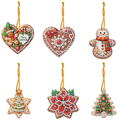 6Pcs DIY Merry Christmas Diamond Painting Pendant (Single-Sided)