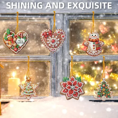 6Pcs DIY Merry Christmas Diamond Painting Pendant (Single-Sided)