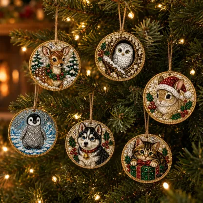 6pcs Forest Animals Pearl Art Diamond Painting Pendant