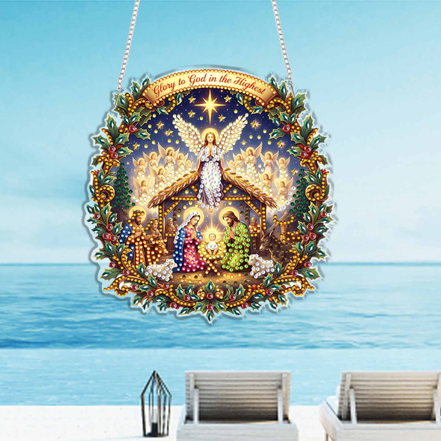 DIY Nativity Scene Diamond Painting Pendant(Single-Sided)