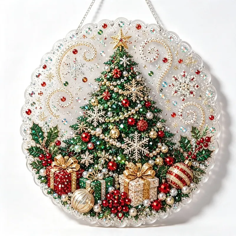 DIY Christmas Decoration Tree Pearl Art Diamond Painting Pendant(Single-Sided)
