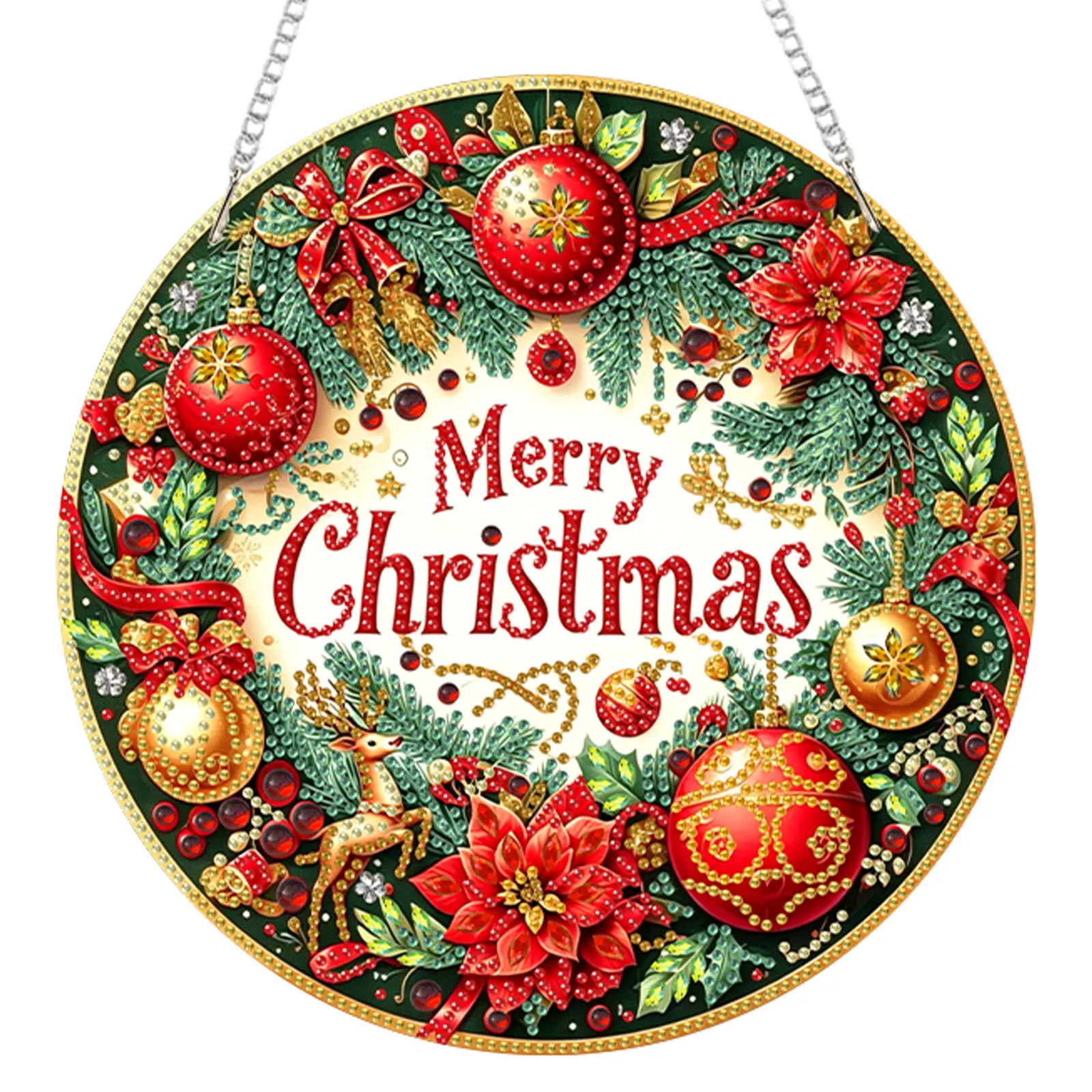Christmas Acrylic DIY Diamond Painting Hanging Pendant for Adults