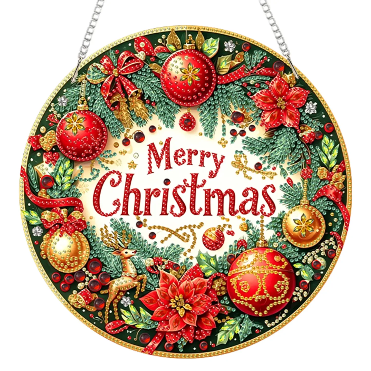 Christmas Acrylic DIY Diamond Painting Hanging Pendant for Adults