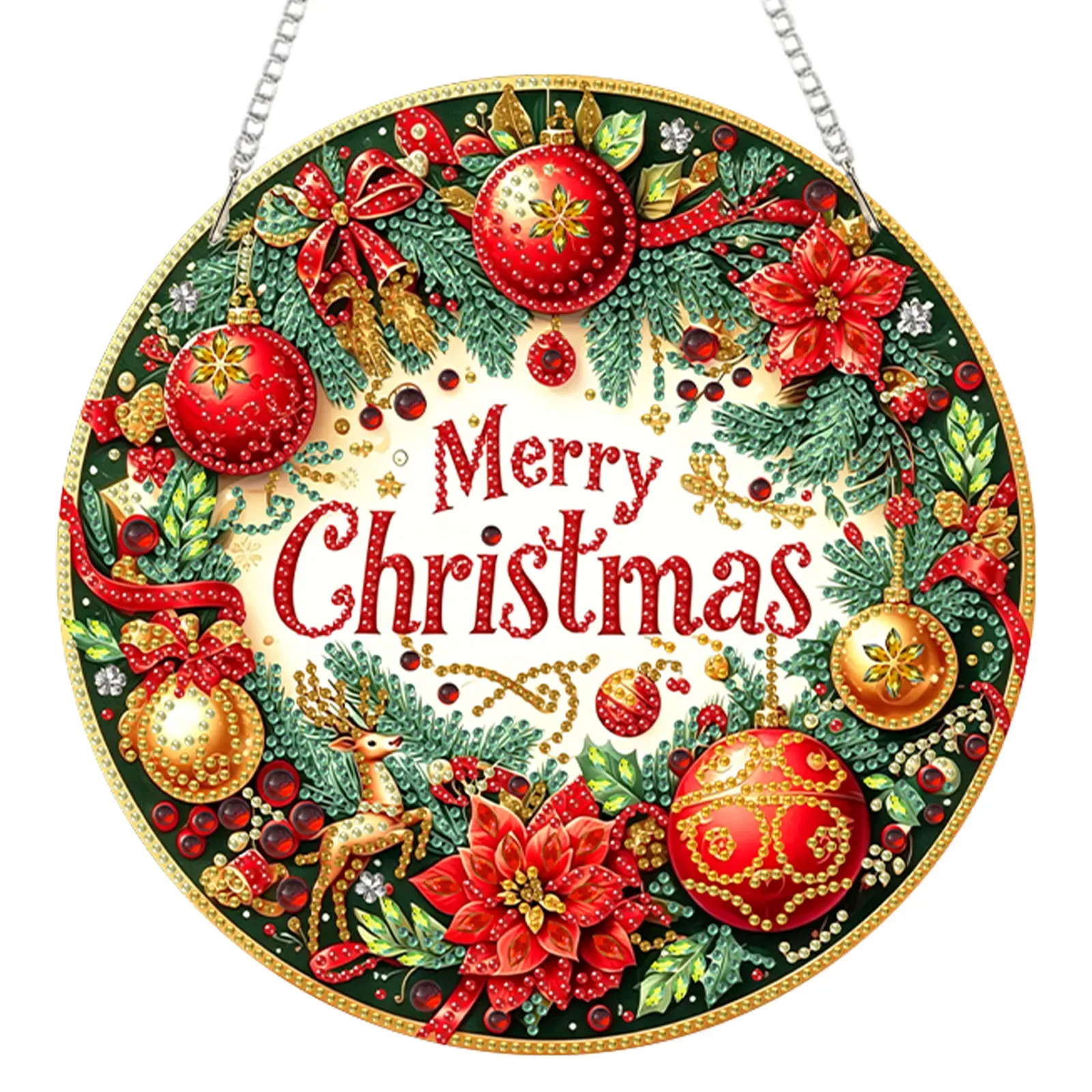 Christmas Acrylic DIY Diamond Painting Hanging Pendant for Adults