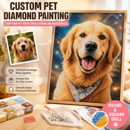 Custom Pet Diamond Painting Kit – Personalized 5D Art from Your Photo