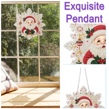 Cute Santa Claus DIY Diamond Painting Pendant Christmas Snowflake Acrylic 25x25cm