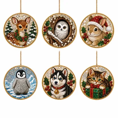 6pcs Forest Animals Pearl Art Diamond Painting Pendant