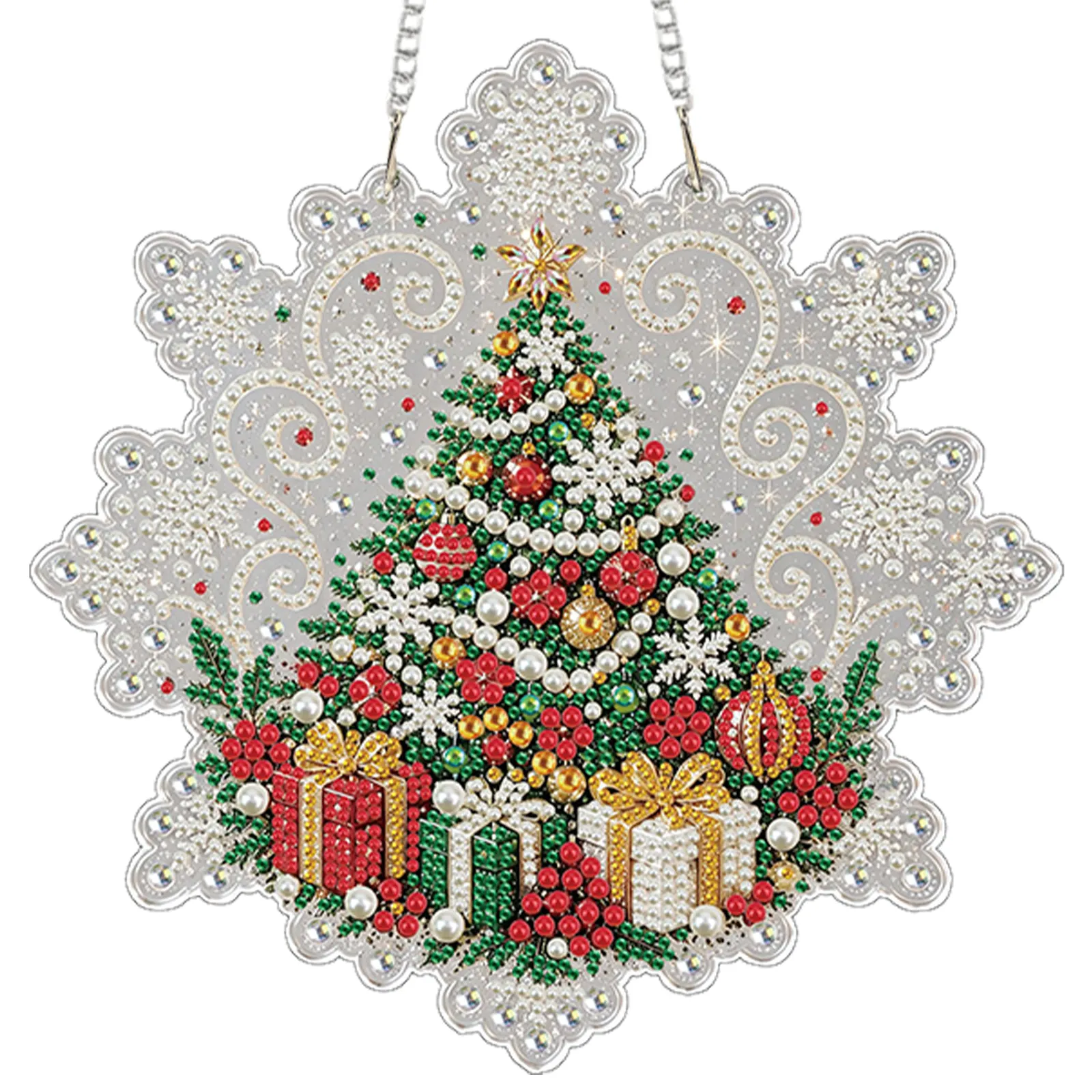Christmas Gifts DIY Diamond Painting Pendant Christmas Snowflake Acrylic 25x25cm