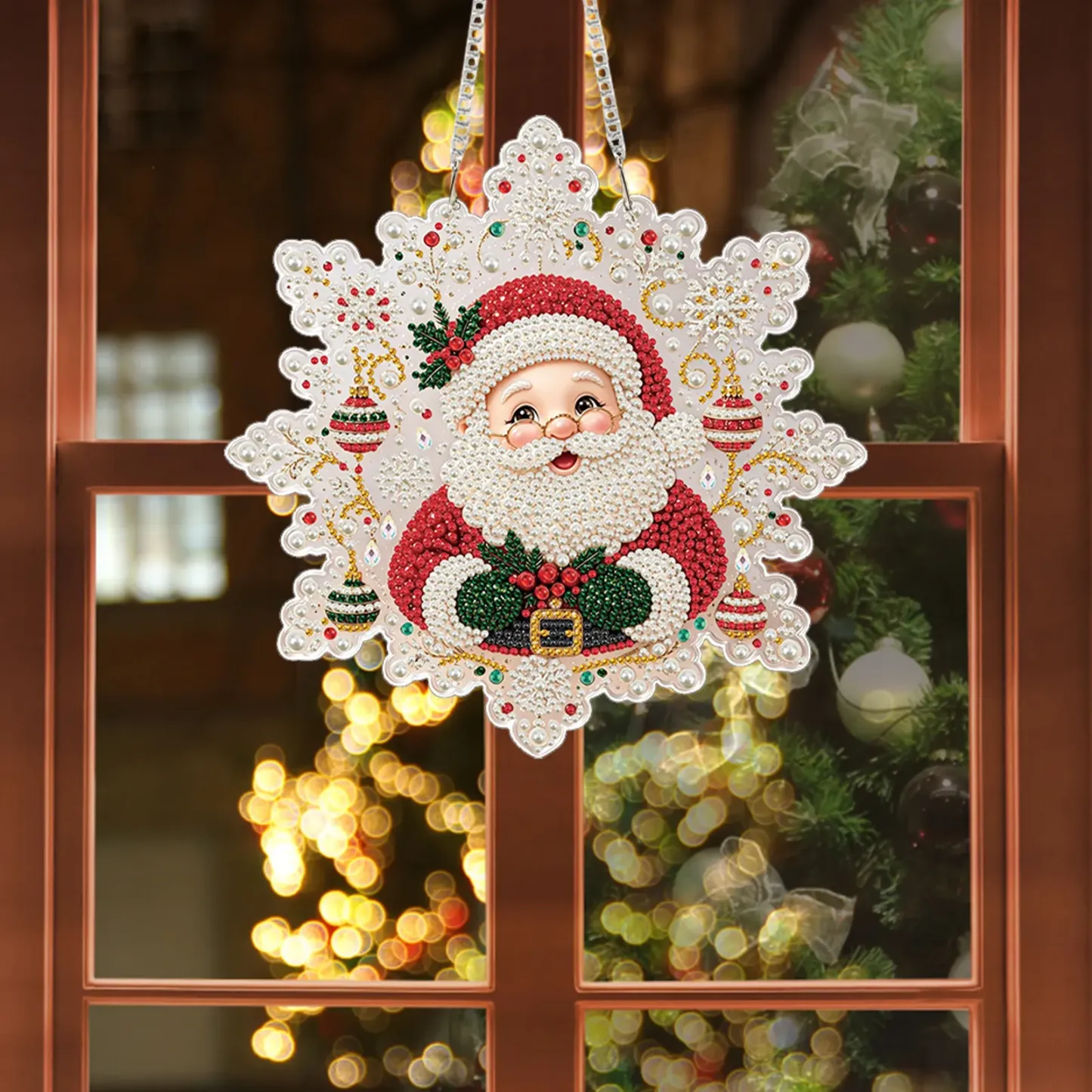 Cute Santa Claus DIY Diamond Painting Pendant Christmas Snowflake Acrylic 25x25cm