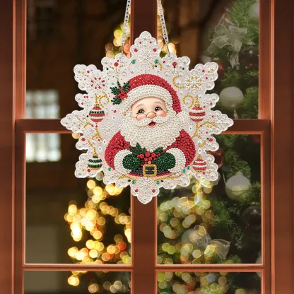 Cute Santa Claus DIY Diamond Painting Pendant Christmas Snowflake Acrylic 25x25cm