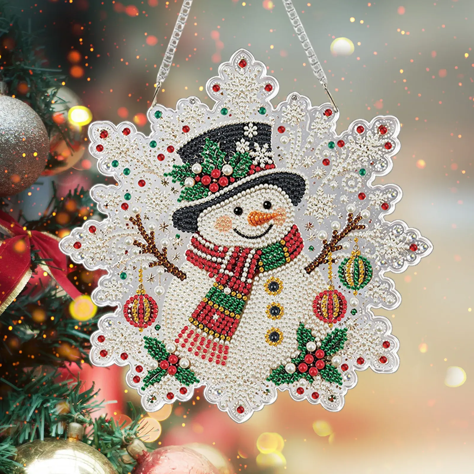 Top Hat Snowman DIY Diamond Painting Pendant Christmas Snowflake Acrylic 25x25cm