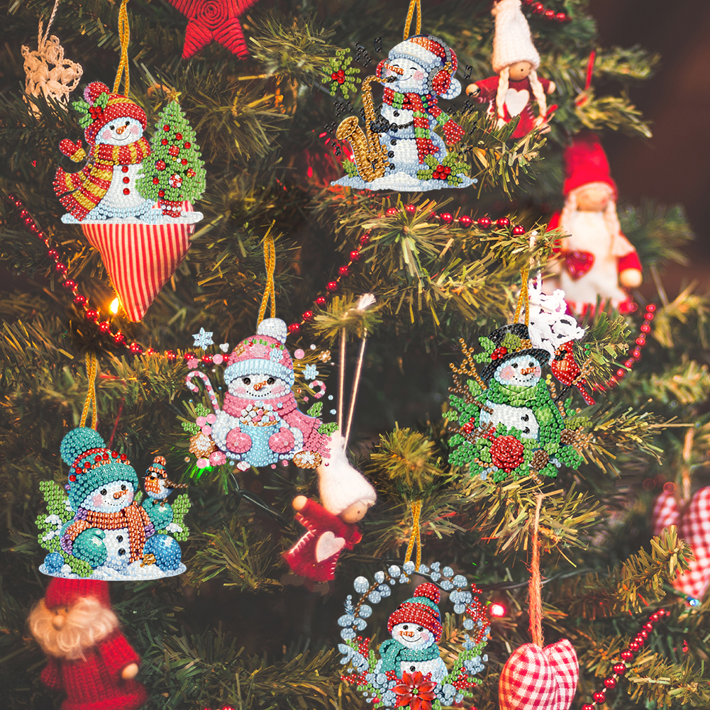 15Pcs DIY Snowman Diamond Painting Pendant (Double-Sided)