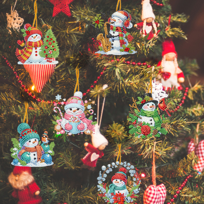 15Pcs DIY Snowman Diamond Painting Pendant (Double-Sided)
