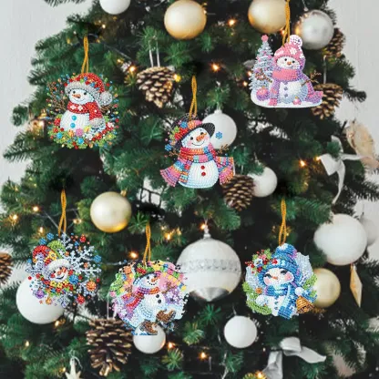 15Pcs DIY Snowman Diamond Painting Pendant (Double-Sided)