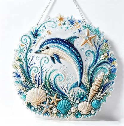 DIY Ocean Dolphin Pearl Art Diamond Painting Pendant (Single-Sided)