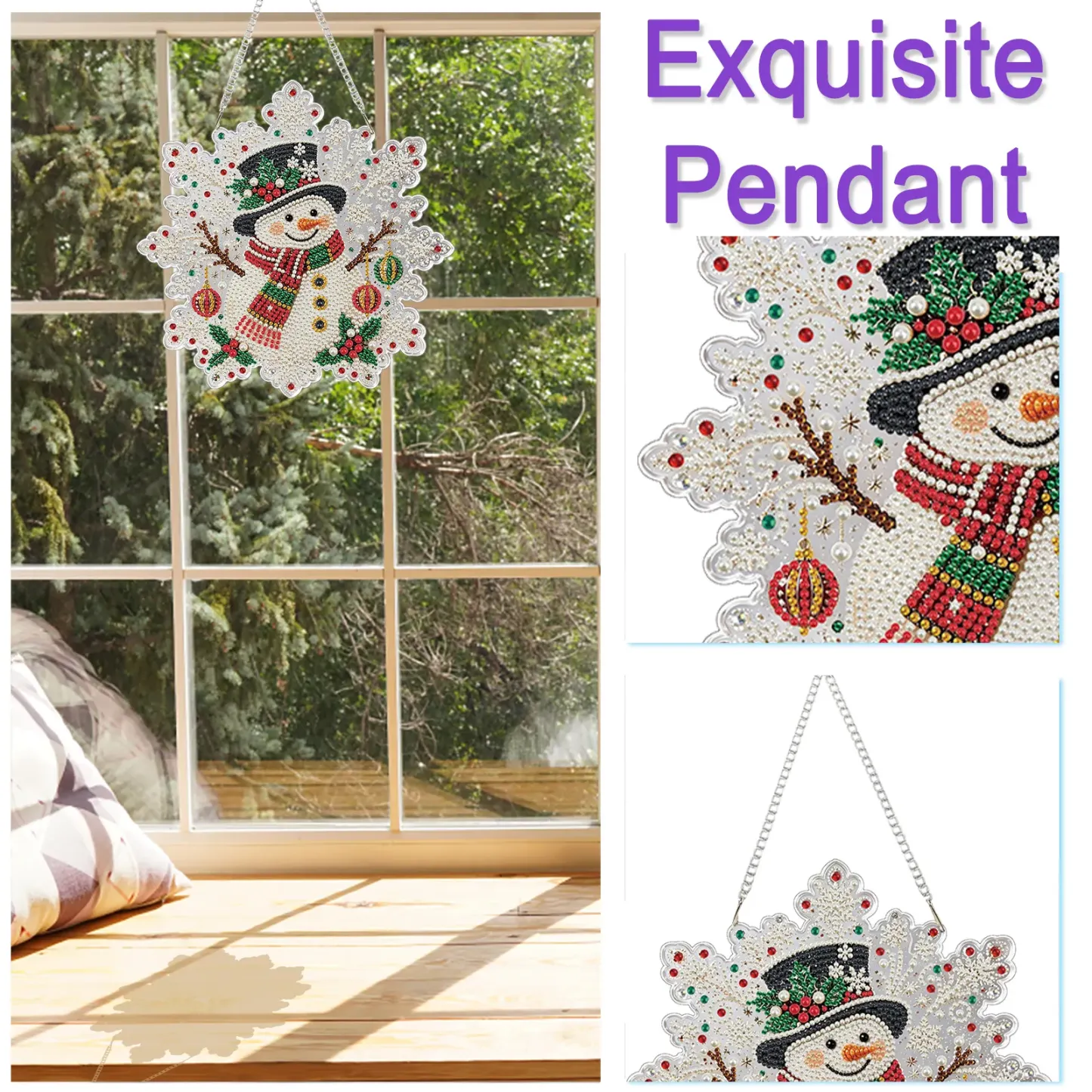Top Hat Snowman DIY Diamond Painting Pendant Christmas Snowflake Acrylic 25x25cm