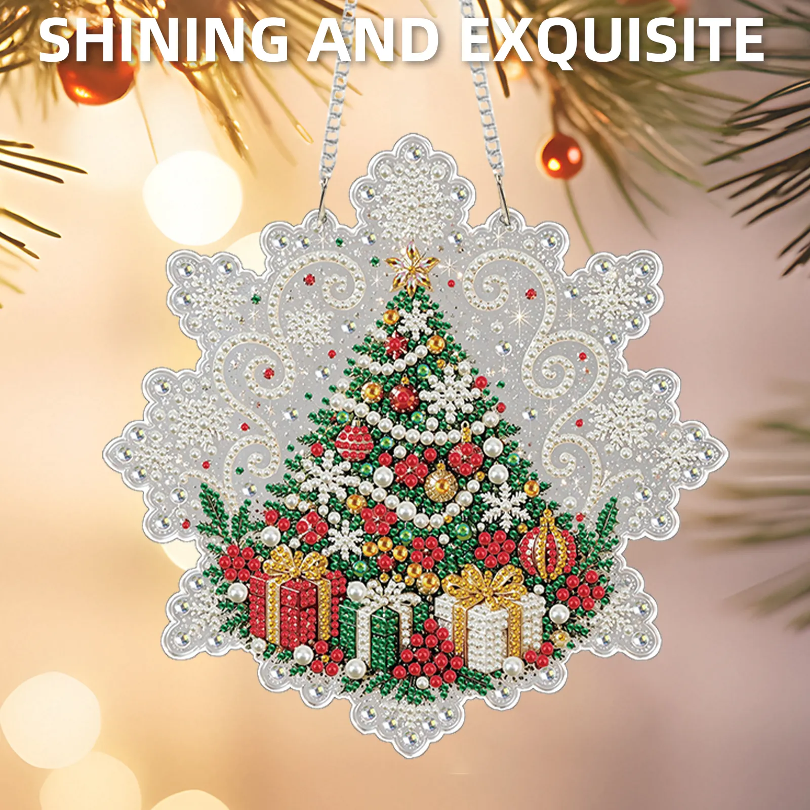 Christmas Gifts DIY Diamond Painting Pendant Christmas Snowflake Acrylic 25x25cm