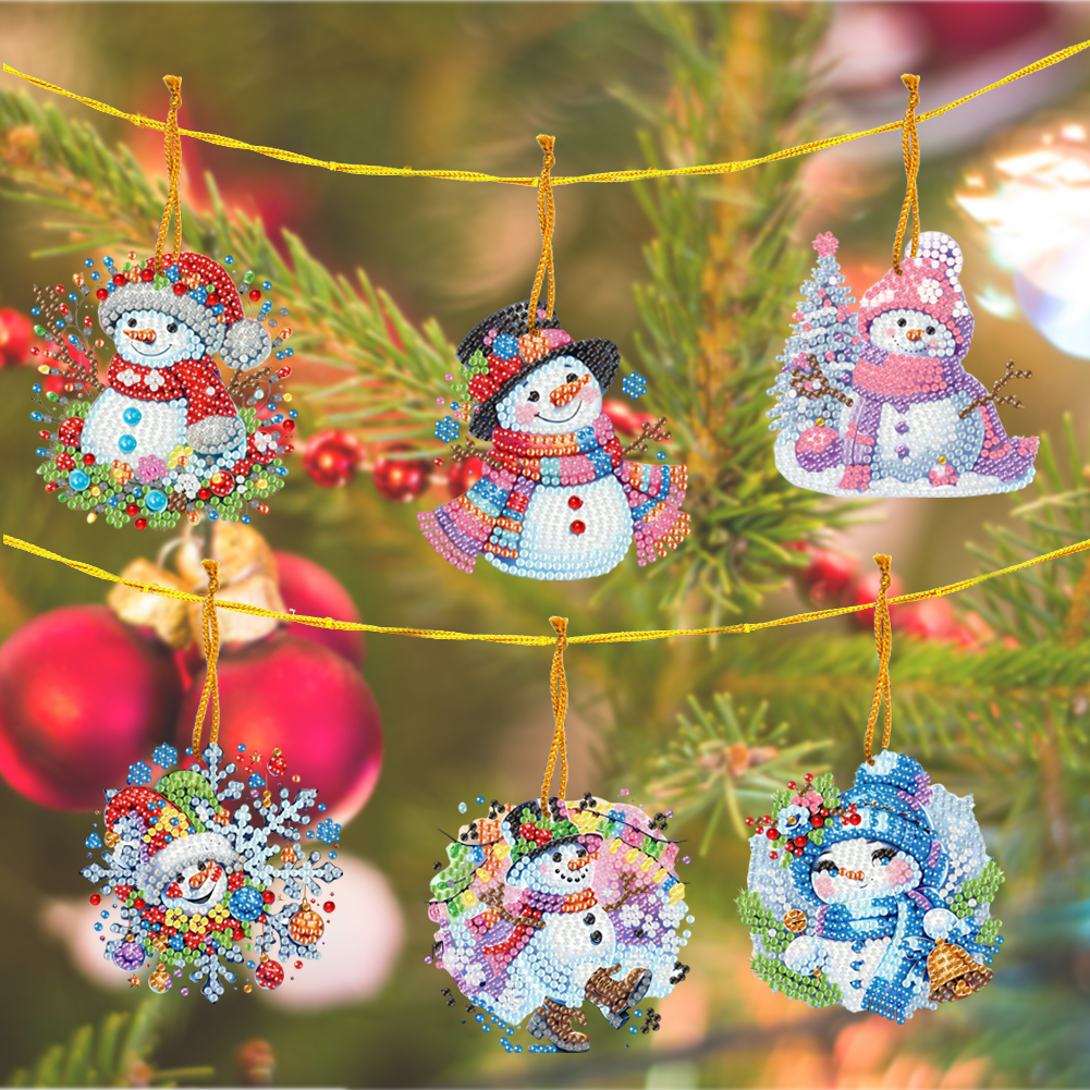 15Pcs DIY Snowman Diamond Painting Pendant (Double-Sided)