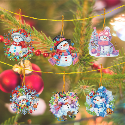 15Pcs DIY Snowman Diamond Painting Pendant (Double-Sided)