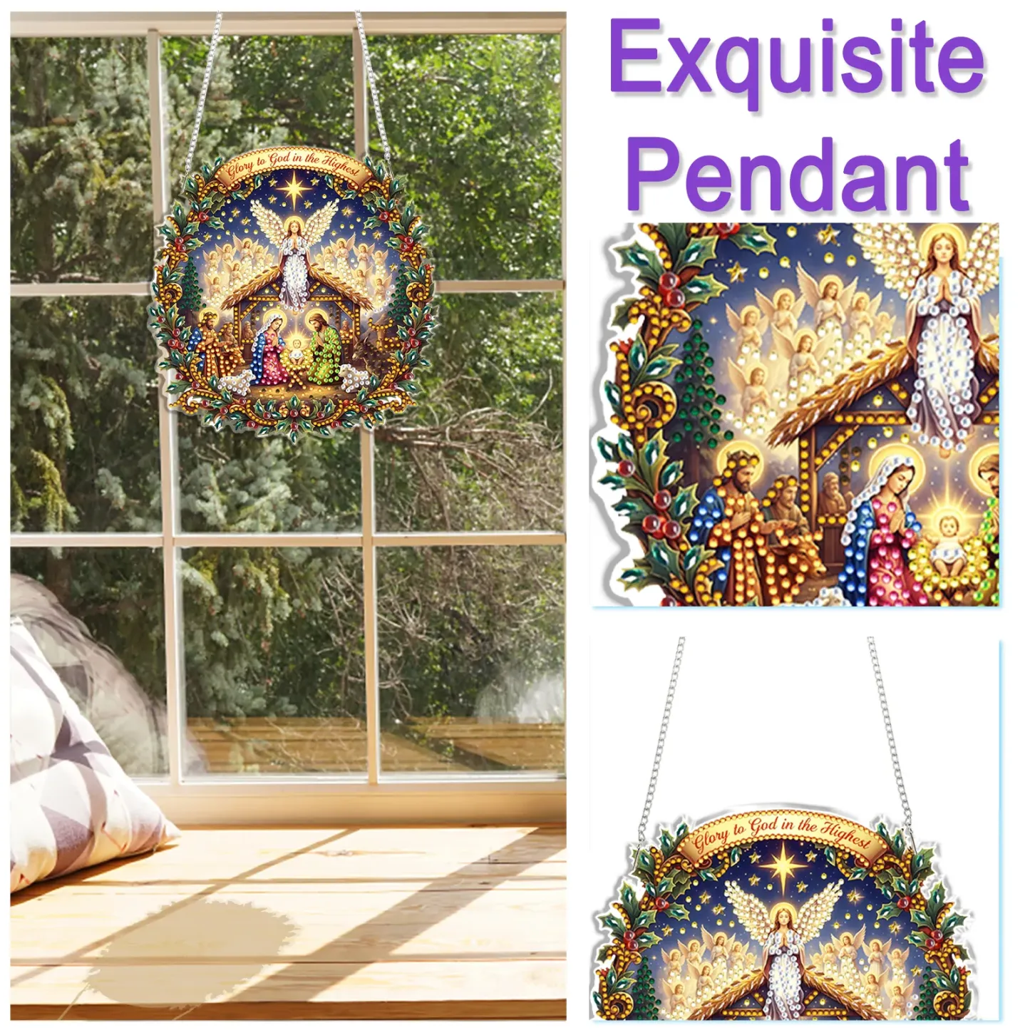 DIY Nativity Scene Diamond Painting Pendant(Single-Sided)