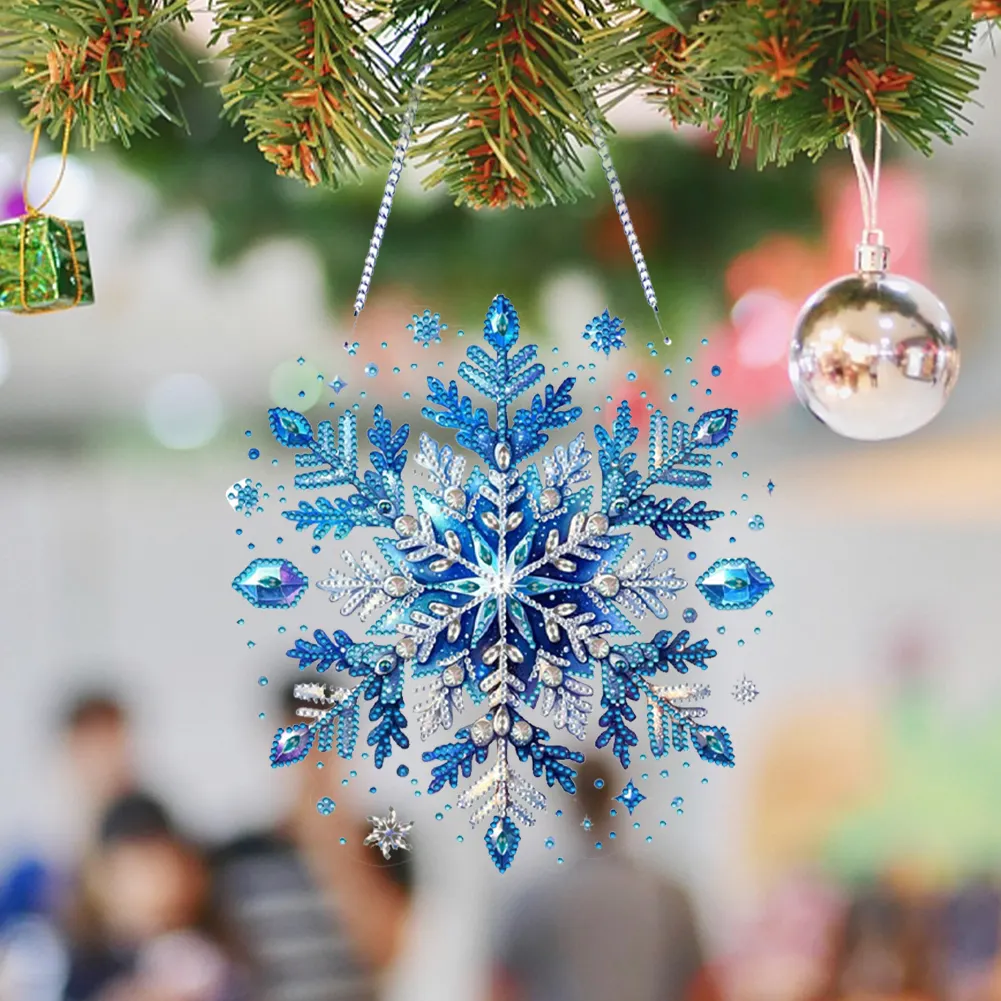 DIY Winter Snowflakes Diamond Painting Pendant (Double-Sided)