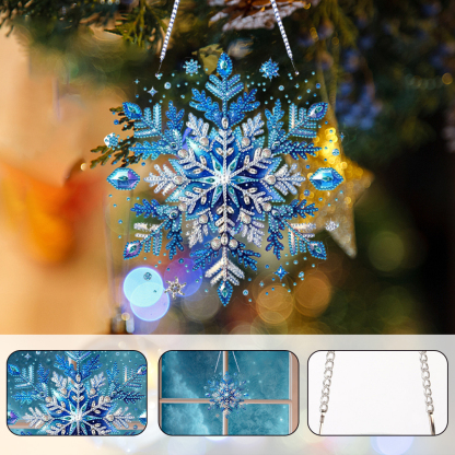 DIY Winter Snowflakes Diamond Painting Pendant (Double-Sided)