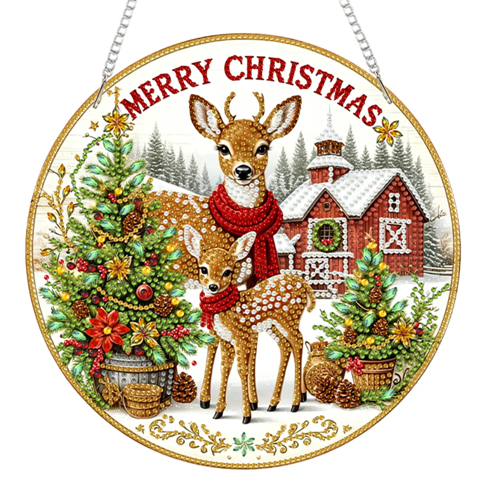 Christmas Acrylic DIY Diamond Painting Hanging Pendant for Adults