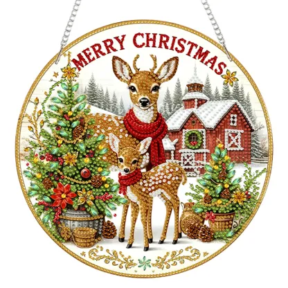 Christmas Acrylic DIY Diamond Painting Hanging Pendant for Adults