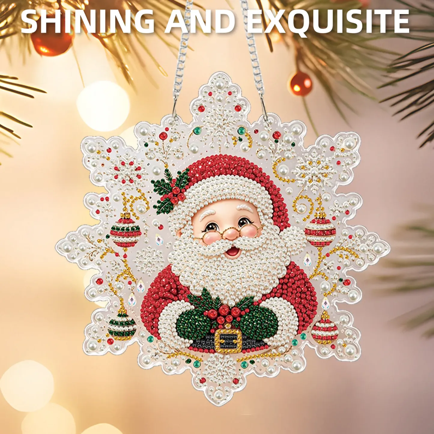 Cute Santa Claus DIY Diamond Painting Pendant Christmas Snowflake Acrylic 25x25cm