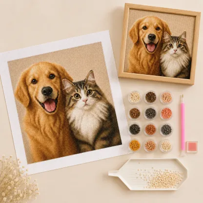 Custom Pet Diamond Painting Kit – Personalized 5D Art from Your Photo