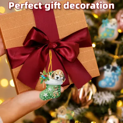 15Pcs DIY Christmas Atmosphere Dog Diamond Painting Pendant (Double-Sided)