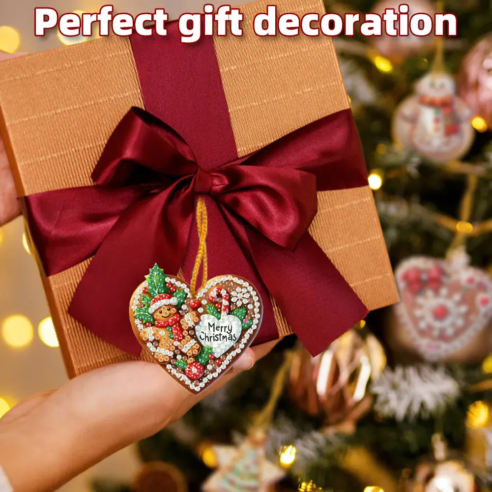 6Pcs DIY Merry Christmas Diamond Painting Pendant (Single-Sided)