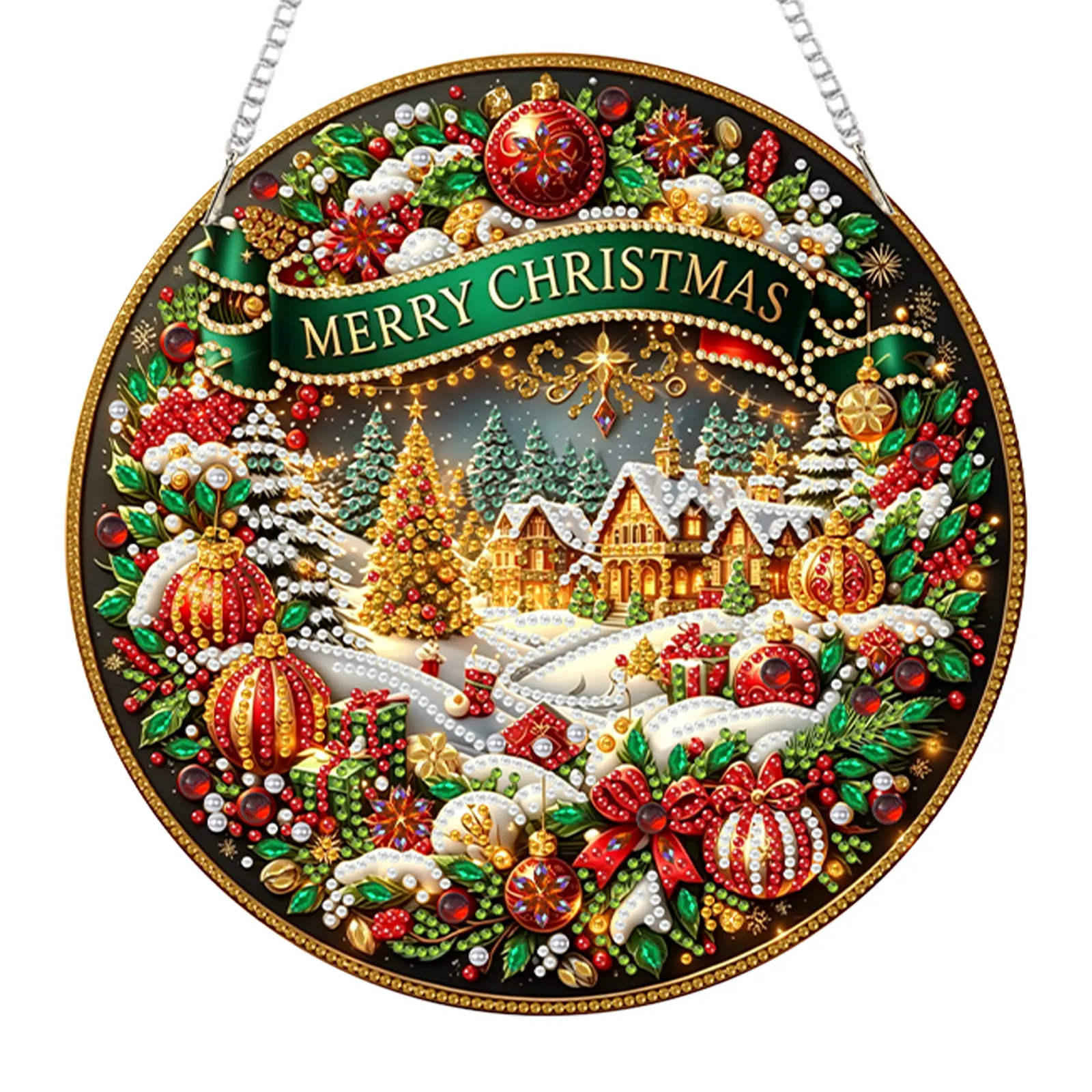 Christmas Acrylic DIY Diamond Painting Hanging Pendant for Adults