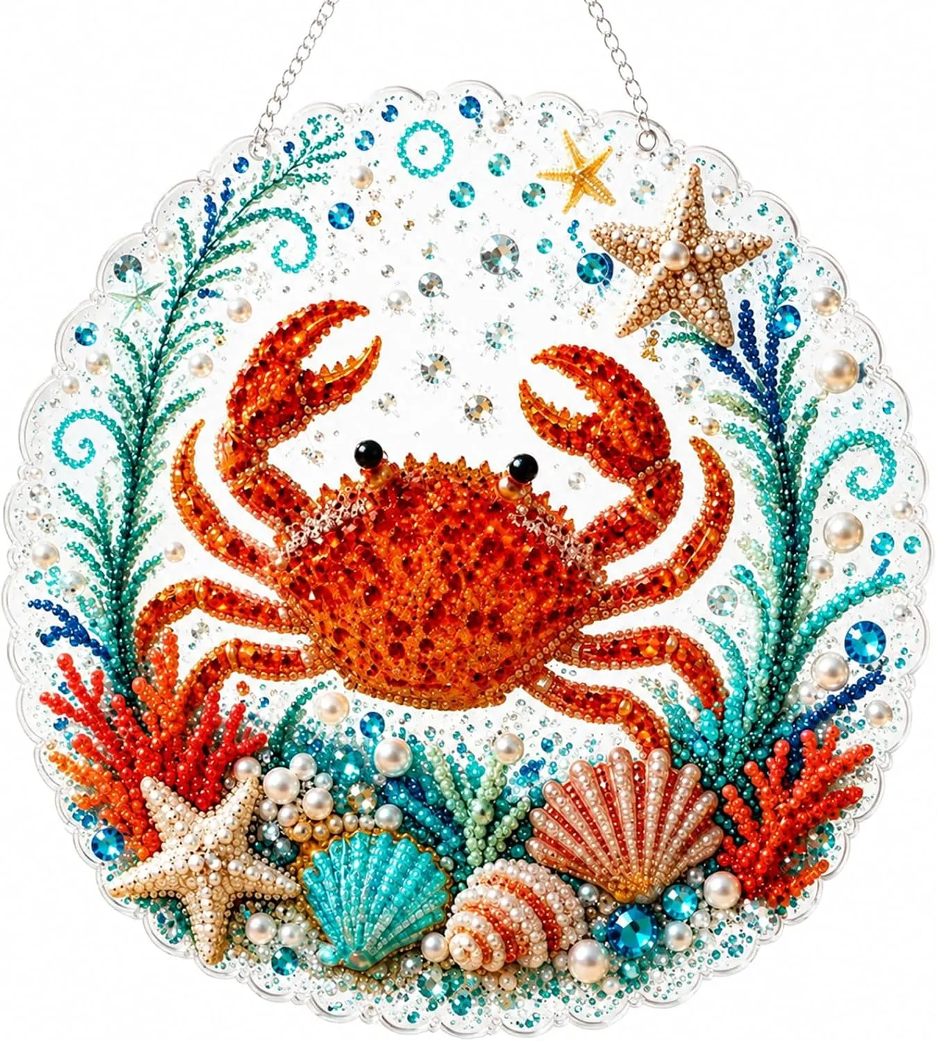 DIY Ocean Crab Pearl Art Diamond Painting Pendant (Single-Sided)