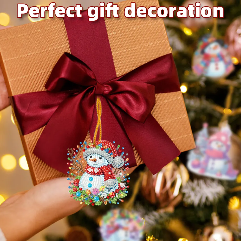 15Pcs DIY Snowman Diamond Painting Pendant (Double-Sided)