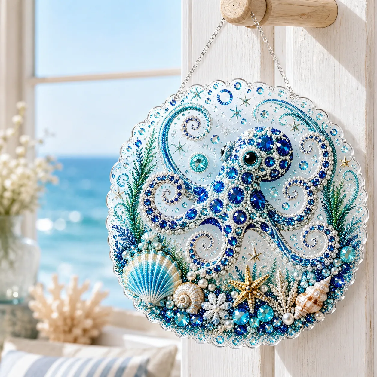 DIY Ocean Octopus Pearl Art Diamond Painting Pendant (Single-Sided)
