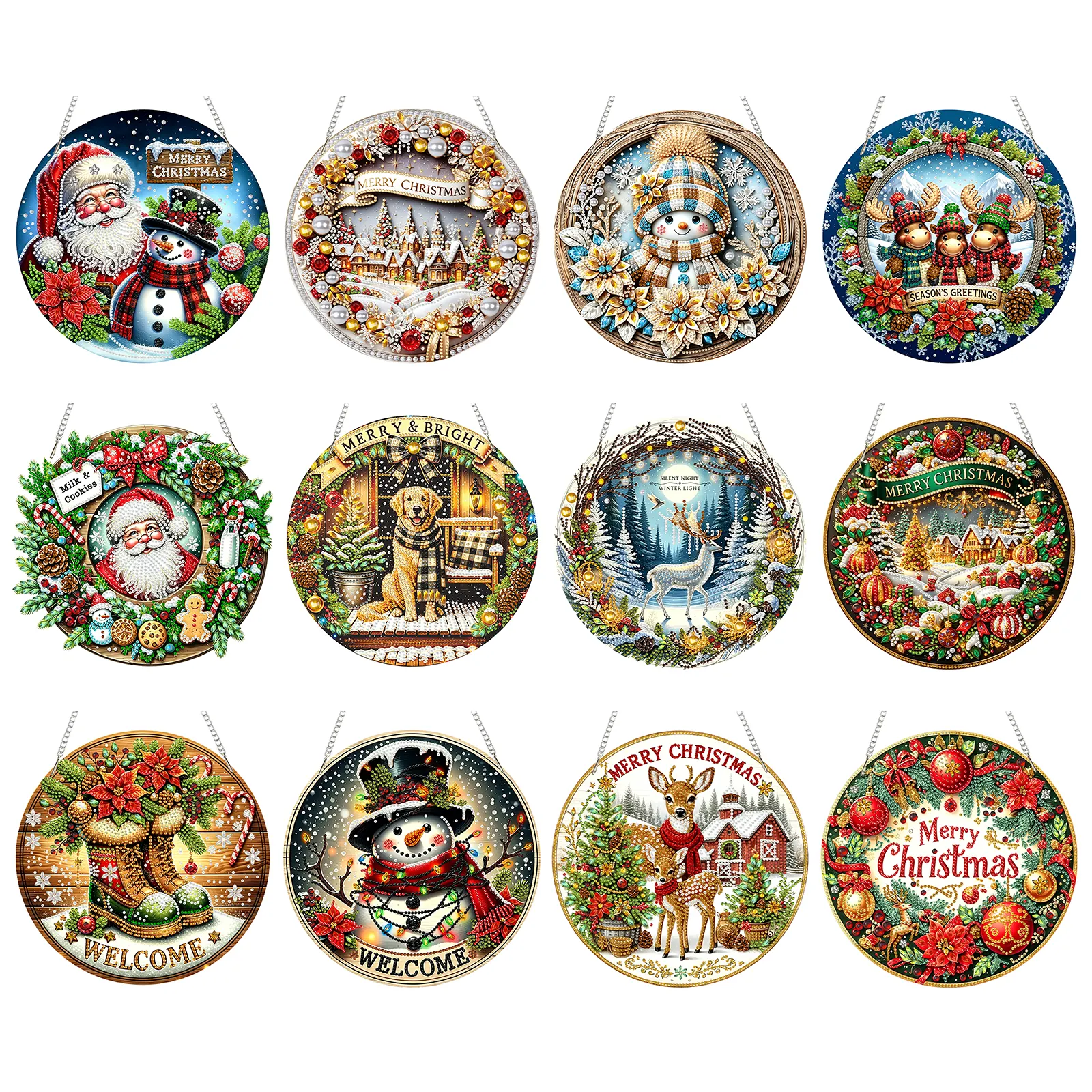 Christmas Acrylic DIY Diamond Painting Hanging Pendant for Adults
