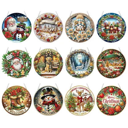 Christmas Acrylic DIY Diamond Painting Hanging Pendant for Adults