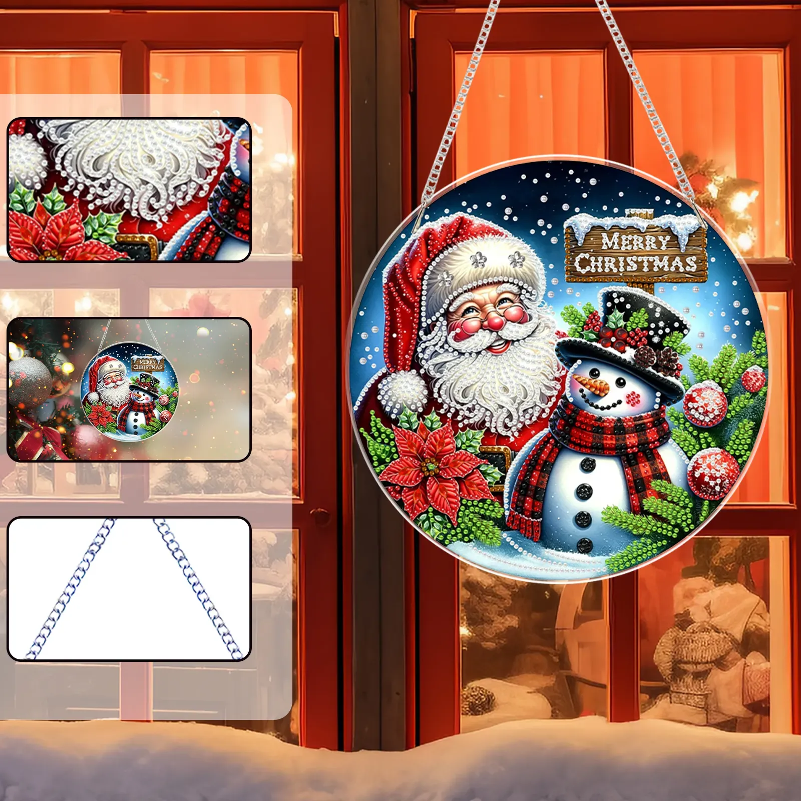 Christmas Acrylic DIY Diamond Painting Hanging Pendant for Adults