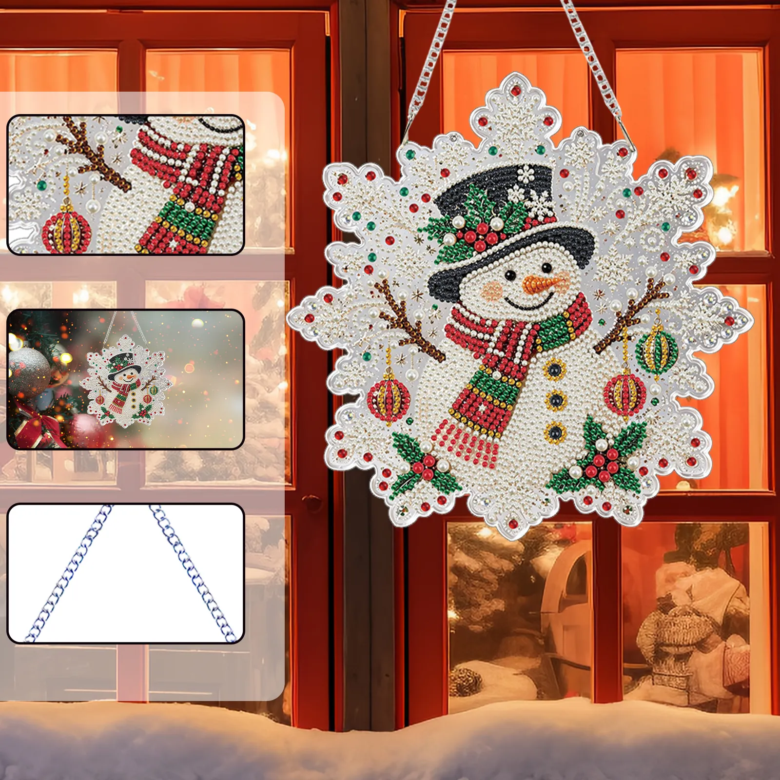 Top Hat Snowman DIY Diamond Painting Pendant Christmas Snowflake Acrylic 25x25cm