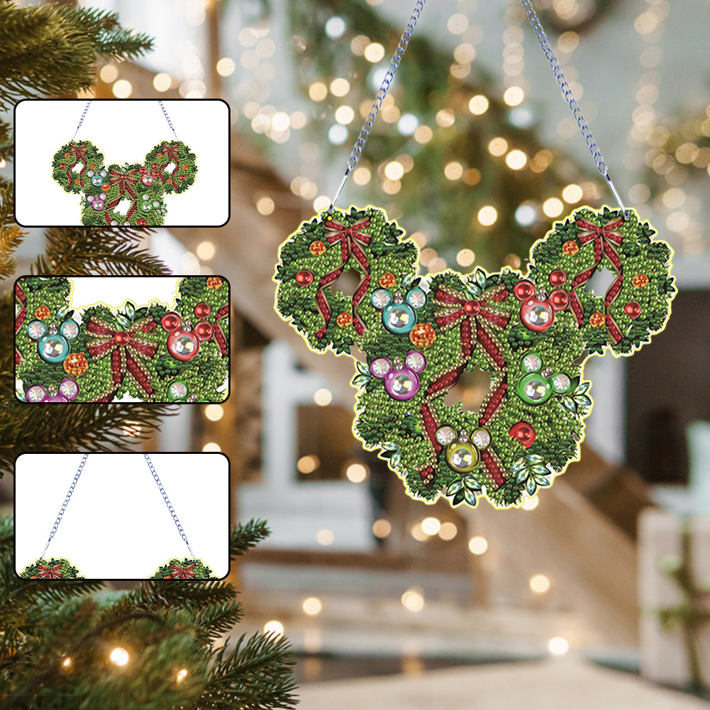 DIY Mickey Mouse Wreath-Diamond Painting Pendant