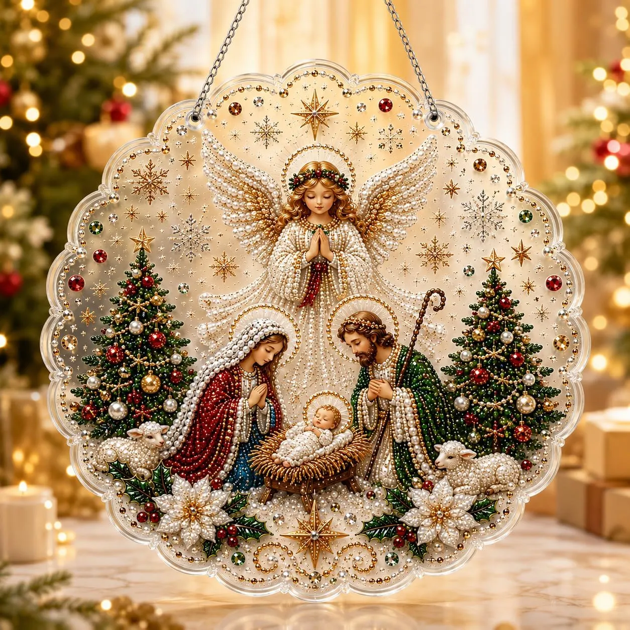 DIY Praying Angels Pearl Art Diamond Painting Pendant