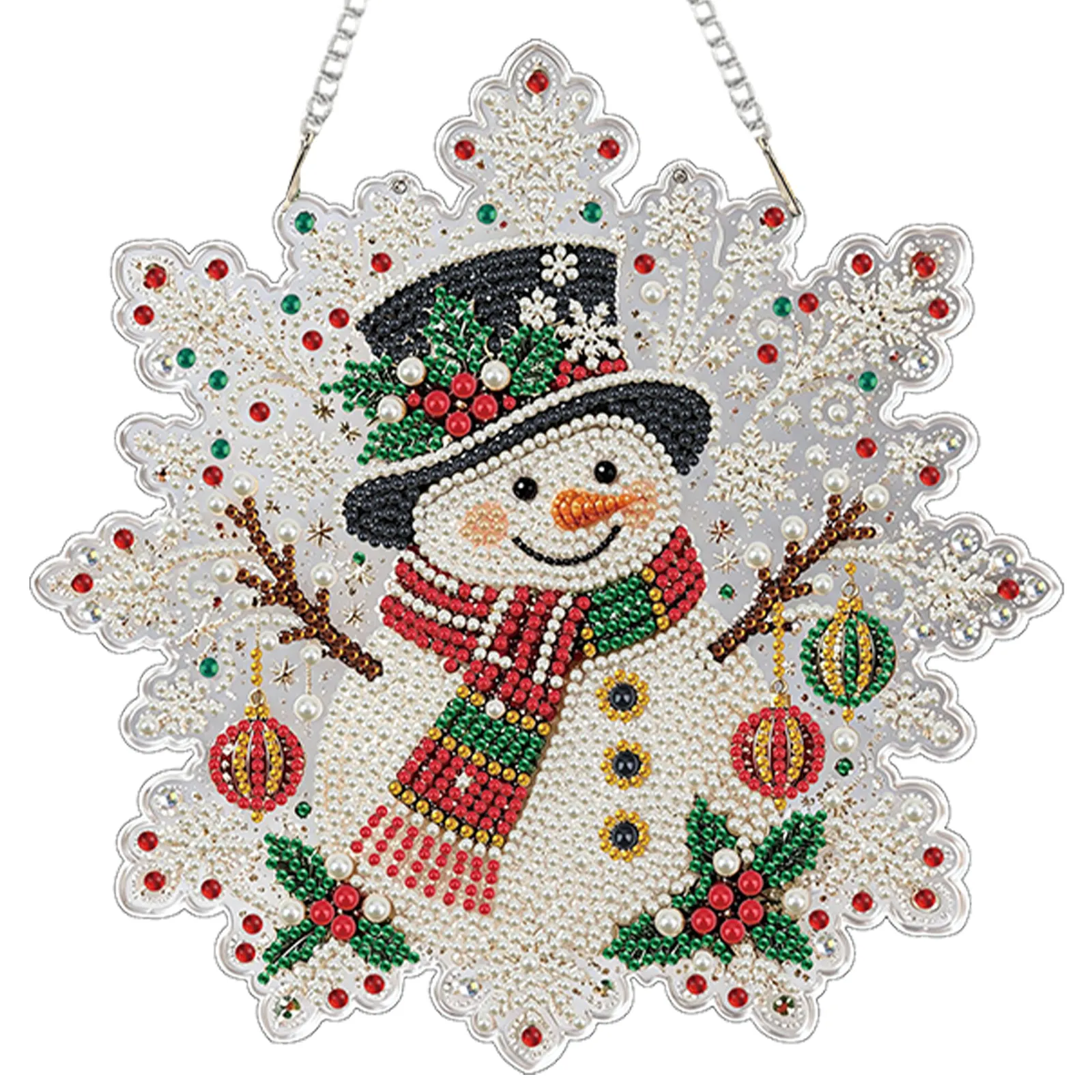 Top Hat Snowman DIY Diamond Painting Pendant Christmas Snowflake Acrylic 25x25cm