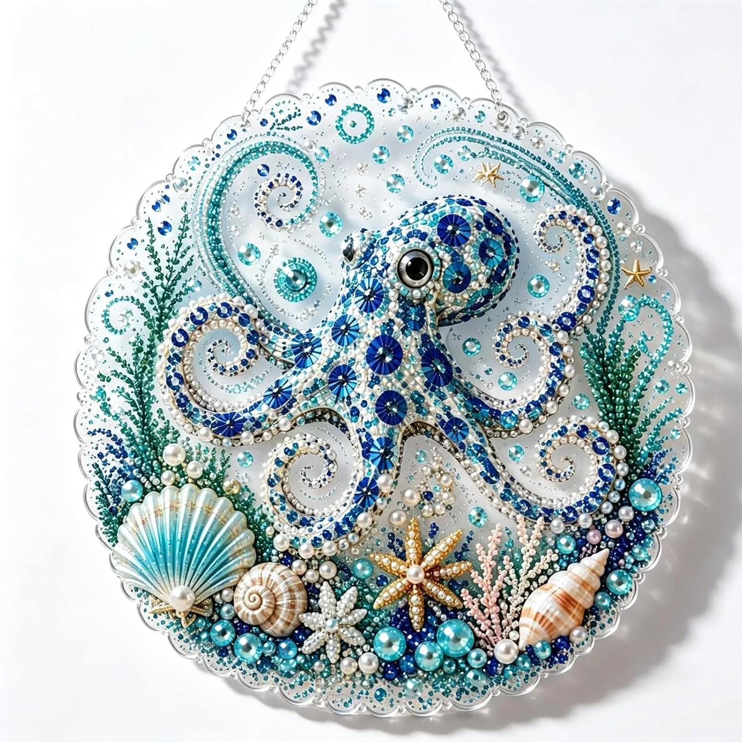 DIY Ocean Octopus Pearl Art Diamond Painting Pendant (Single-Sided)