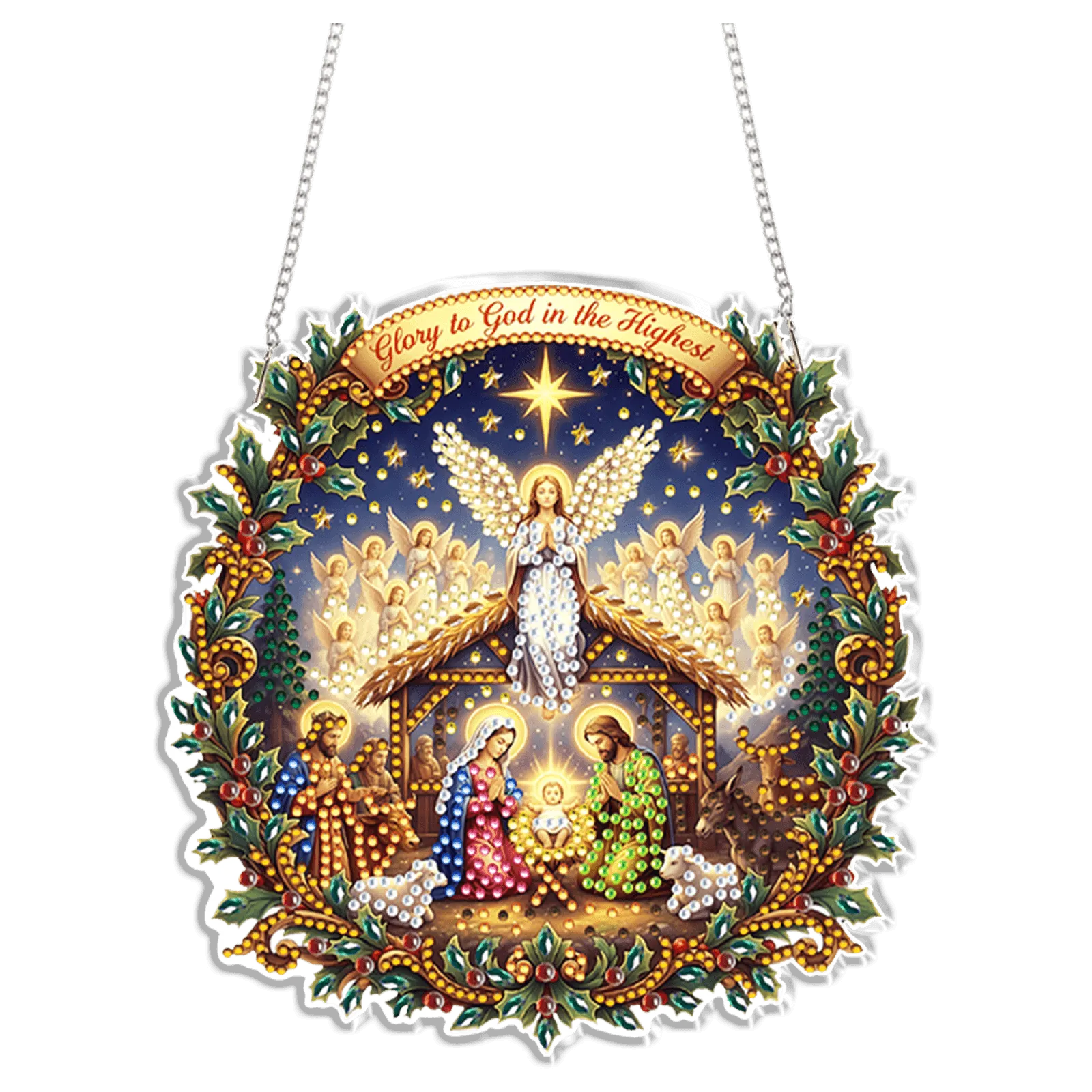 DIY Nativity Scene Diamond Painting Pendant(Single-Sided)