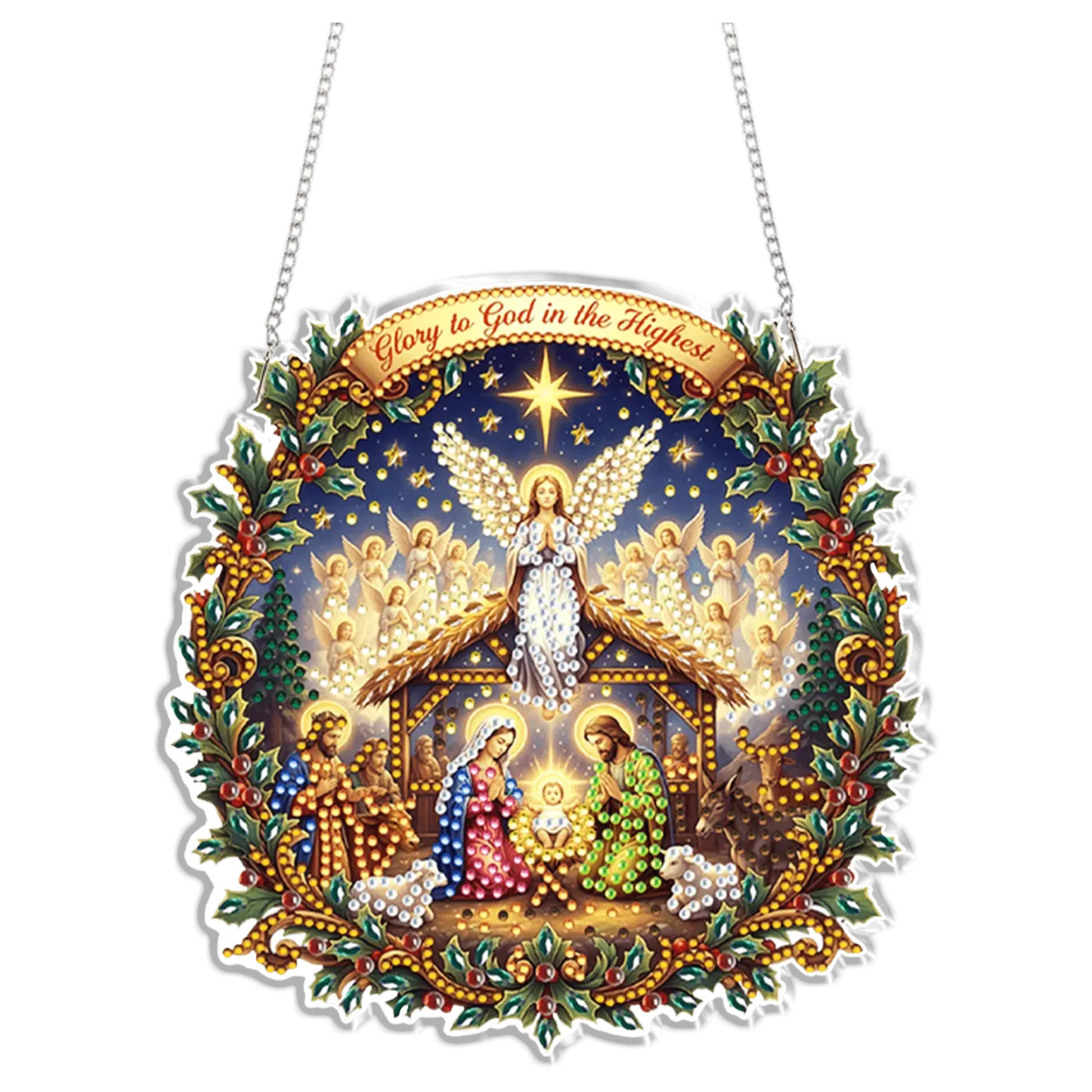 DIY Nativity Scene Diamond Painting Pendant(Single-Sided)