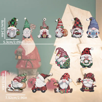 (24PCS)Christmas Gnome Santa Wooden Hanging Pendant(With Rope)