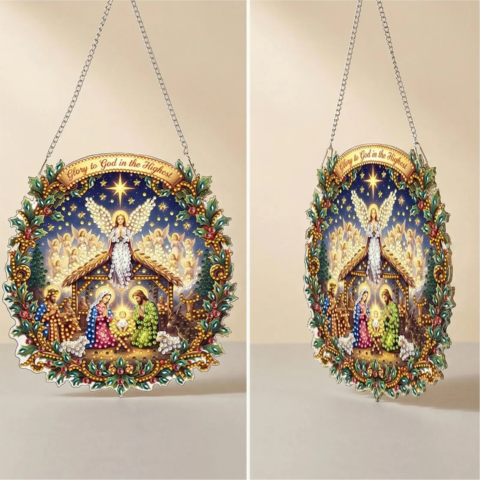 DIY Nativity Scene Diamond Painting Pendant(Single-Sided)