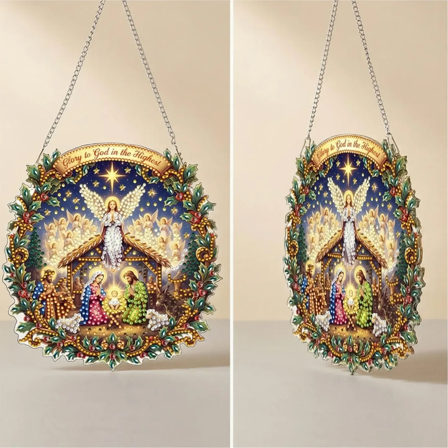 DIY Nativity Scene Diamond Painting Pendant(Single-Sided)