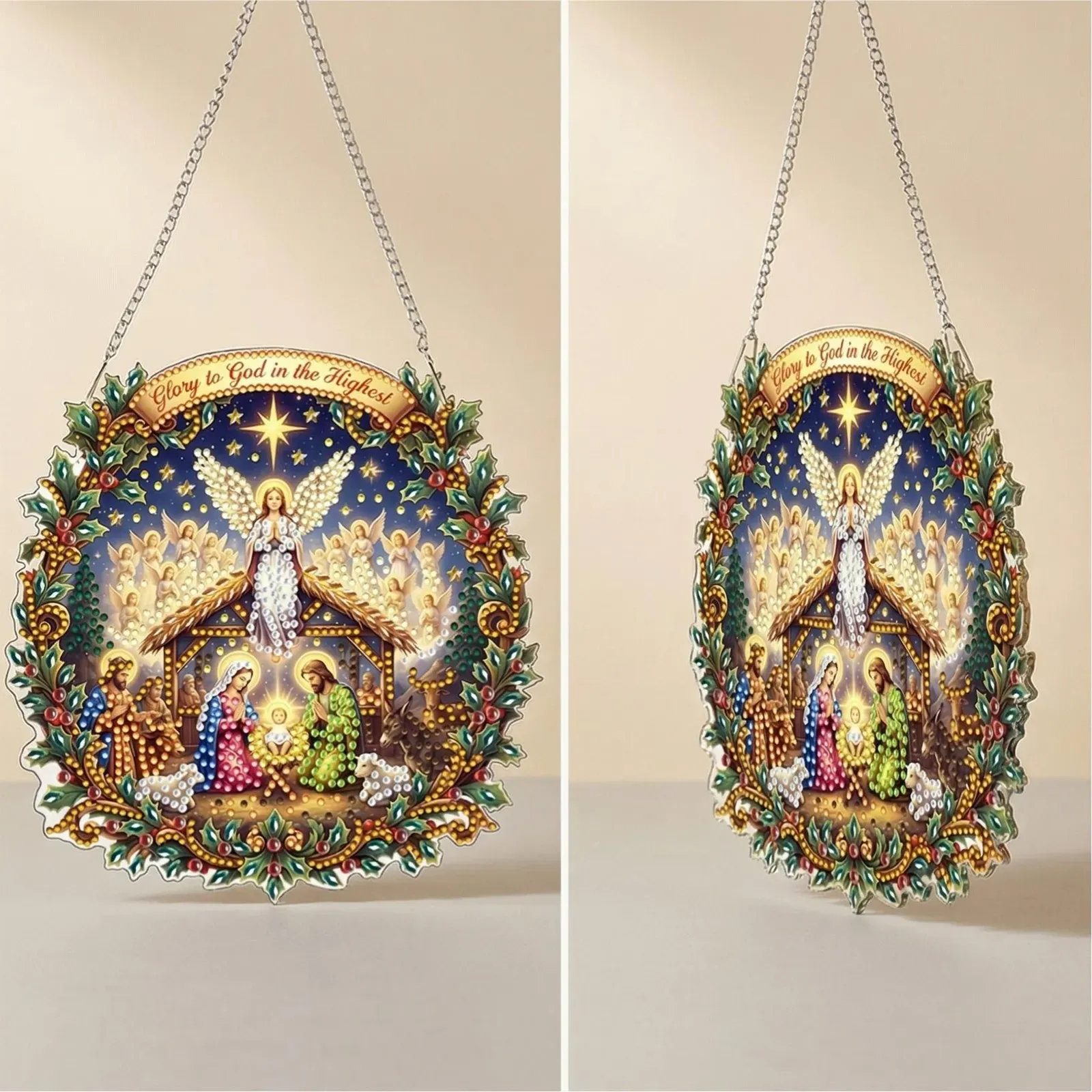 DIY Nativity Scene Diamond Painting Pendant(Single-Sided)